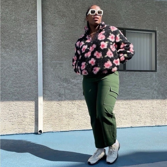 NEW Sandy Liang x Target Floral Half Zip Sherpa Long Sleeve Top XXS - Picture 5 of 7